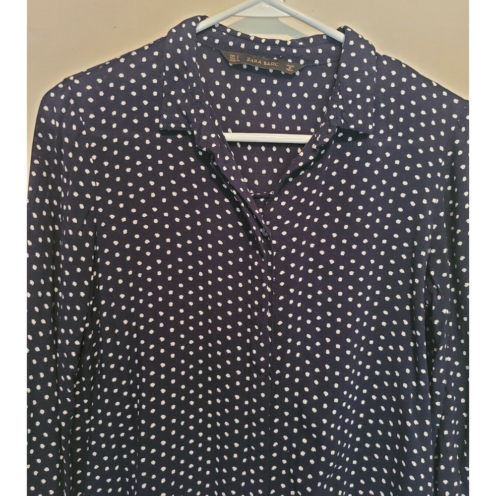 Zara Basic Womens Polka Dot Hidden Button Front T… - image 2